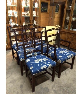 6 Custom Upholstered Chairs, 1 Captain Chair